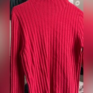 J. Crew Vibrant Red Ribbed Turtleneck Sweater